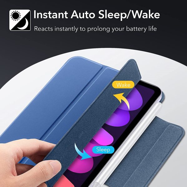 iPad mini 6 2021 Rebound Magnetic Smart Case Convenient Magnetic Attachment Supports Pencil Pairing & Charging - Navy Blue - Image 2