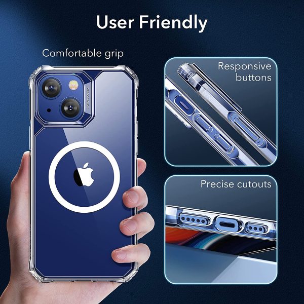 Apple iPhone 13 Air Armor Rugged TPU Case with Halolock Magnetic Ring for MagSafe Enabled Charging - Clear - Image 5