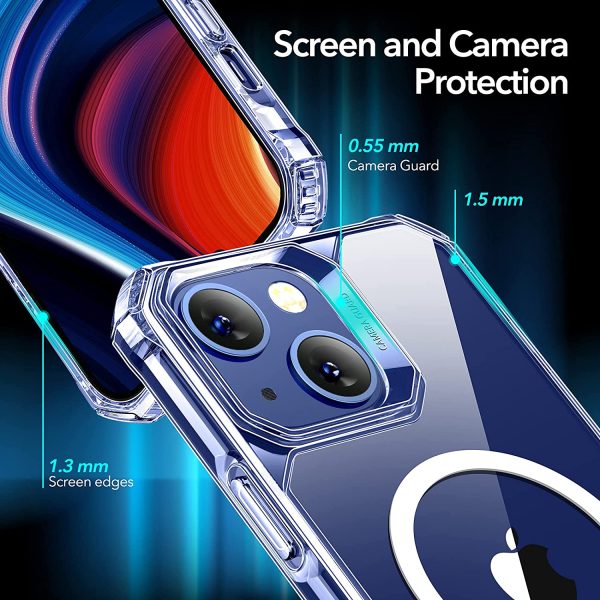 Apple iPhone 13 Air Armor Rugged TPU Case with Halolock Magnetic Ring for MagSafe Enabled Charging - Clear - Image 4
