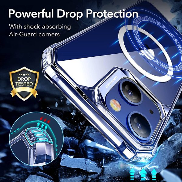 Apple iPhone 13 Air Armor Rugged TPU Case with Halolock Magnetic Ring for MagSafe Enabled Charging - Clear - Image 3