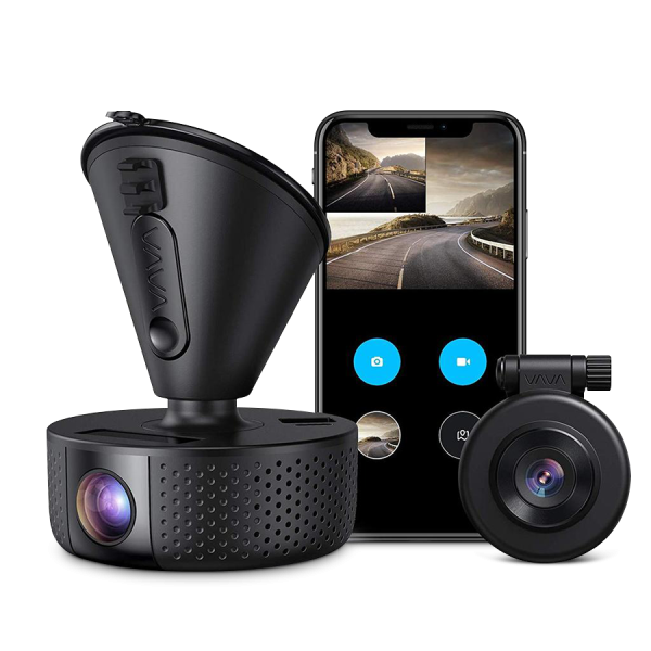 VAVA DASH Cam Dual 1920x1080P FHD Dash Cam, 2560x1440P Single Front, 30fps - 60fps Clear HD Videos, Night Vision, 24hr Parking Mode, Built-In WiFi, G-Sensor, Loop Recording, Supports 128GB Max - Black - VA-VD002 - Image 1