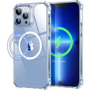 Apple iPhone 13 Pro Max Air Armor Rugged TPU Case with Halolock Magnetic Ring for MagSafe Enabled Charging - Clear