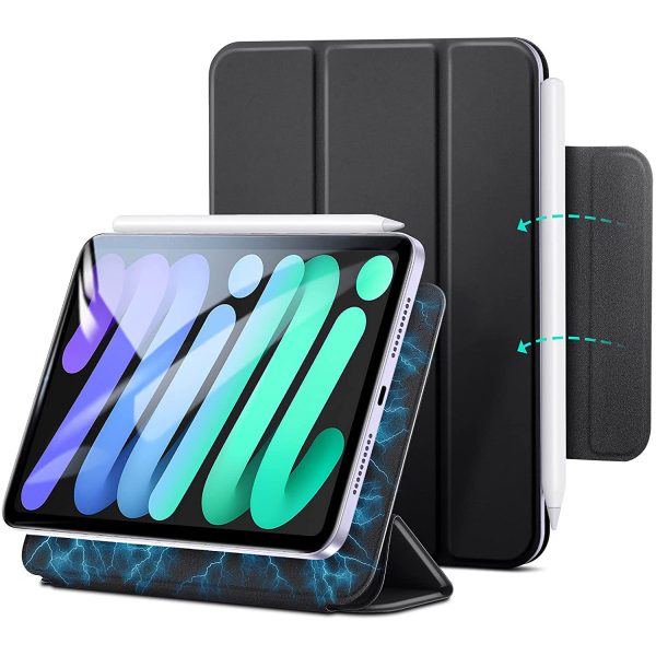 ipad-mini-6-2021-rebound-magnetic-black iPad mini 6 2021 Rebound Magnetic Smart Case Convenient Magnetic Attachment Supports Pencil Pairing & Charging - Black - Image 1