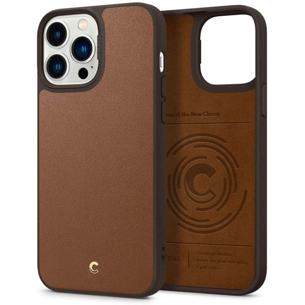 Apple iPhone 13 Pro Max Leather Brick by CYRILL Spigen - ACS03173 - Saddle Brown - Image 1