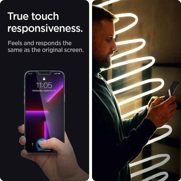 Apple iPhone 14 / 13 Pro / 13 EZ Fit Privacy Screen Protector Case Friendly by Spigen - 2 PACK - AGL03388 - Image 6