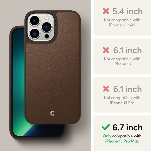 Apple iPhone 13 Pro Max Leather Brick by CYRILL Spigen - ACS03173 - Saddle Brown - Image 7