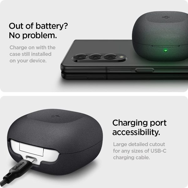 61C65o7MuaL._AC_SL1000_ Galaxy Buds 2 Pro 2022 / Buds 2 / Buds Pro / Buds Live Case Spigen Geo Fit With Sandstone Finish Coating - Graphite - ACS03166 - Image 3