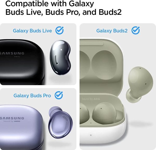 61Gk9z1oTVL._AC_SL1000_ Galaxy Buds 2 Pro 2022 / Buds 2 / Buds Pro / Buds Live Case Spigen Geo Fit With Sandstone Finish Coating - Graphite - ACS03166 - Image 5