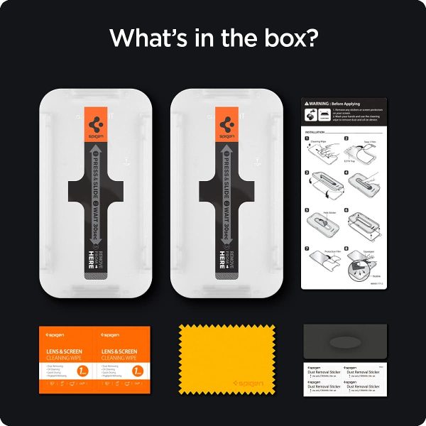 Apple iPhone 14 / 13 Pro / 13 EZ Fit Privacy Screen Protector Case Friendly by Spigen - 2 PACK - AGL03388 - Image 3