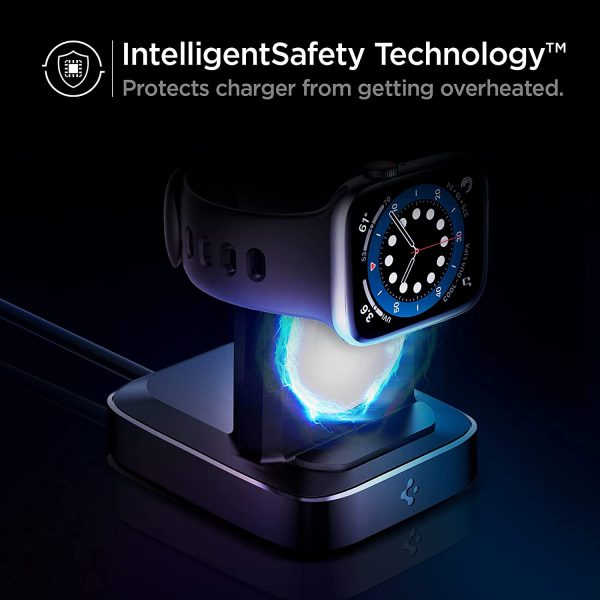 Apple Watch Charger & Stand ArcField by Spigen Powerarc Supports Nightstand Mode with Built in Wireless Charger & USB C Cable - Black 000CH25522 - Image 6