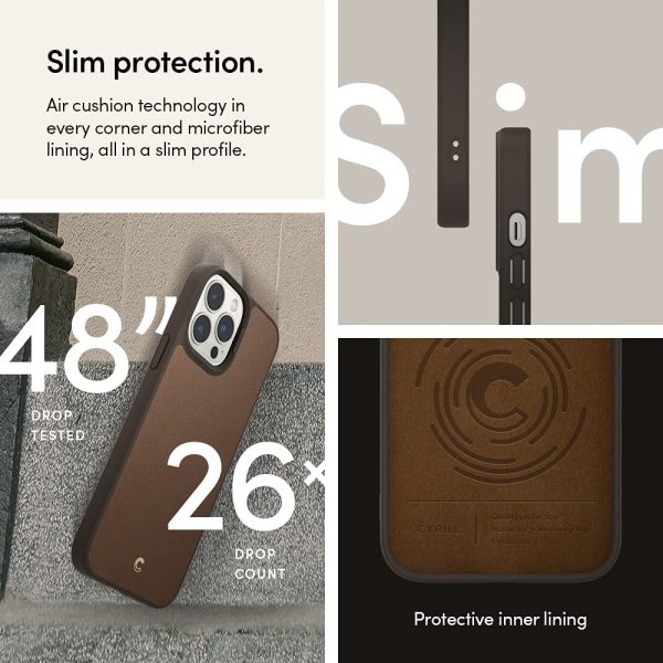 Apple iPhone 13 Pro Max Leather Brick by CYRILL Spigen - ACS03173 - Saddle Brown - Image 3