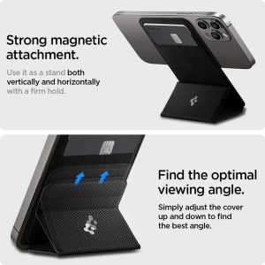 Spigen Smart Fold Magnetic Wallet Card Holder Designed for MagSafe with Kickstand Compatible with iPhone 13, iPhone 12 Models - Black - AMP02746 - Image 3