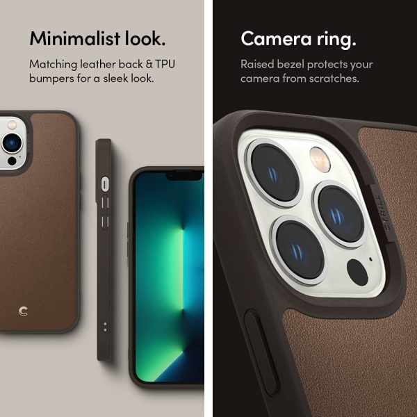 Apple iPhone 13 Pro Max Leather Brick by CYRILL Spigen - ACS03173 - Saddle Brown - Image 4