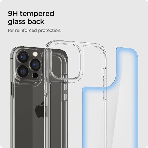 Apple iPhone 13 Pro Quartz Hybrid Glass Back Case with Drop Protection by Spigen - ACS03271 - Crystal Clear - Image 4