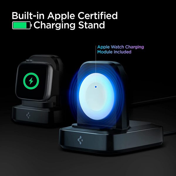 Apple Watch Charger & Stand ArcField by Spigen Powerarc Supports Nightstand Mode with Built in Wireless Charger & USB C Cable - Black 000CH25522 - Image 4