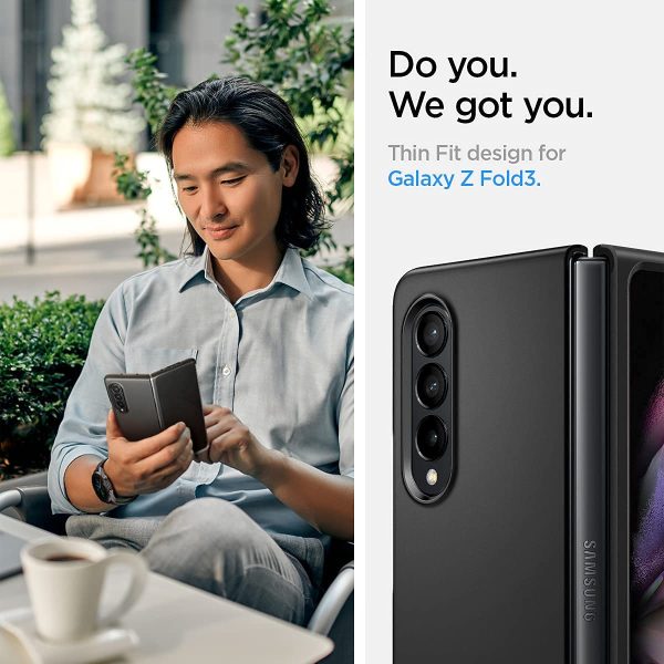 716h6ekluQL._AC_SL1200_ Galaxy Z Fold 3 Thin Fit Case by Spigen - ACS03075 - Matte Black - Image 8
