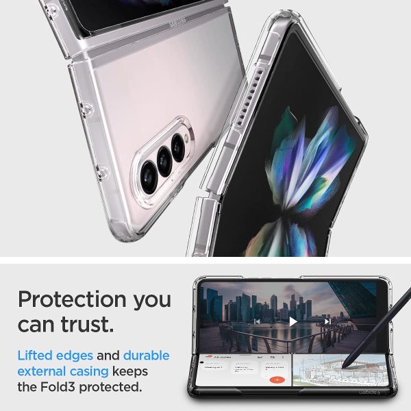 Galaxy Z Fold 3 Ultra Hybrid TPU + PC Case by Spigen ACS02959 - Crystal Clear - Image 5