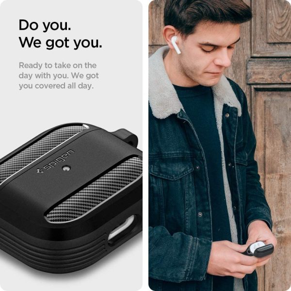 Apple Airpods 3 Case Spigen Rugged Armor - Matte Black - ASD01978 - Image 3