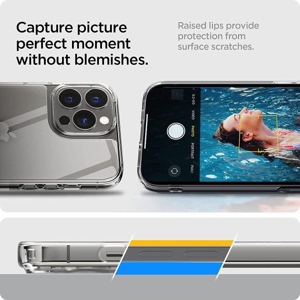 Apple iPhone 13 Pro Quartz Hybrid Glass Back Case with Drop Protection by Spigen - ACS03271 - Crystal Clear - Image 6