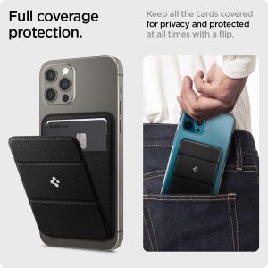 Spigen Smart Fold Magnetic Wallet Card Holder Designed for MagSafe with Kickstand Compatible with iPhone 13, iPhone 12 Models - Black - AMP02746 - Image 6