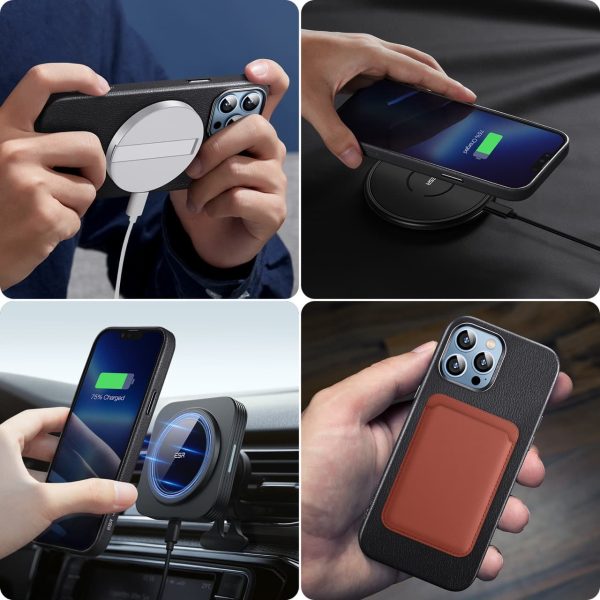KF03 Apple iPhone 13 Pro Max Metro Leather Case with HaloLock for MagSafe enabled Wireless Charging - Black - Image 7