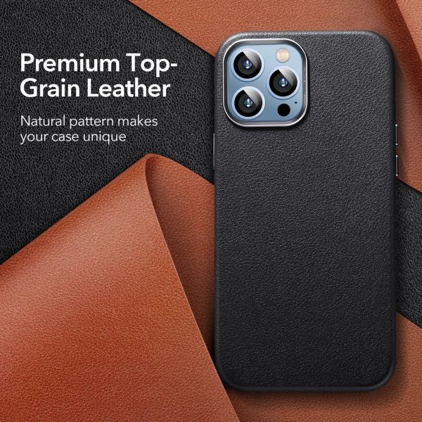 KF1 Apple iPhone 13 Pro Max Metro Leather Case with HaloLock for MagSafe enabled Wireless Charging - Black - Image 9
