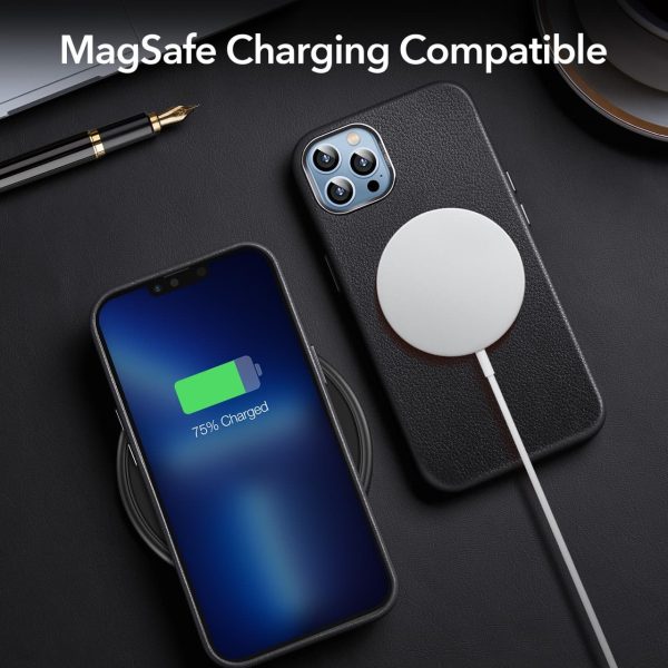 KF2 Apple iPhone 13 Pro Max Metro Leather Case with HaloLock for MagSafe enabled Wireless Charging - Black - Image 8