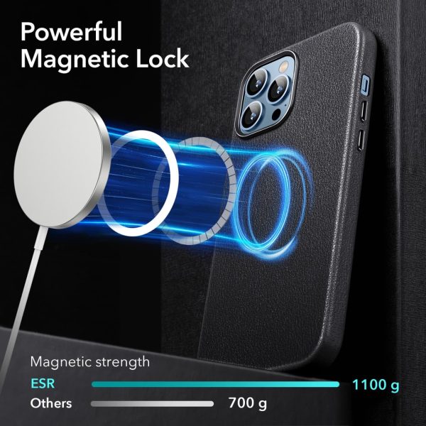 KF4 Apple iPhone 13 Pro Max Metro Leather Case with HaloLock for MagSafe enabled Wireless Charging - Black - Image 6