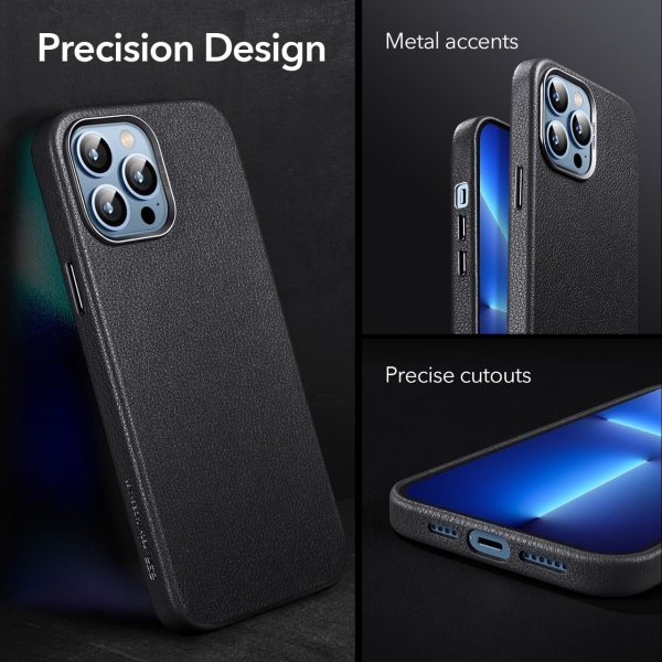 KF6 Apple iPhone 13 Pro Max Metro Leather Case with HaloLock for MagSafe enabled Wireless Charging - Black - Image 4