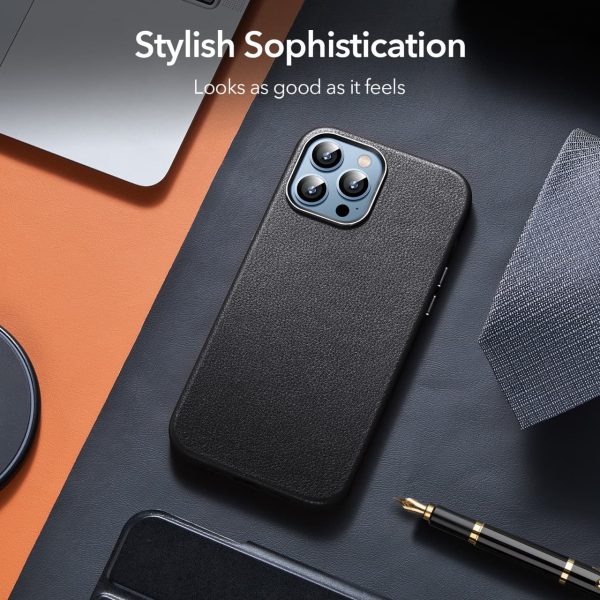KF8 Apple iPhone 13 Pro Max Metro Leather Case with HaloLock for MagSafe enabled Wireless Charging - Black - Image 2