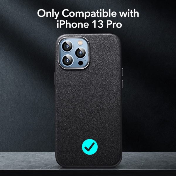 KF9 Apple iPhone 13 Pro Metro Leather Case with HaloLock for MagSafe enabled Wireless Charging - Black - Image 2