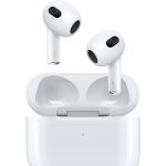 Apple Airpods 3 with Spatial Audio, Adaptive EQ, All-new contoured design, Force Sensor, upto 6 hours single charge, MagSafe Charging - White - MPNY3AMA
