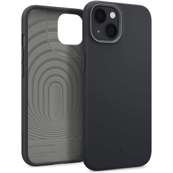 apple-iphone-13-black-sesame-nanopop-case-by-caseology iPhone 13 NanoPop Dual tone Liquid Silicone Case by Caseology - Black Sesame - ACS03573 - Image 1