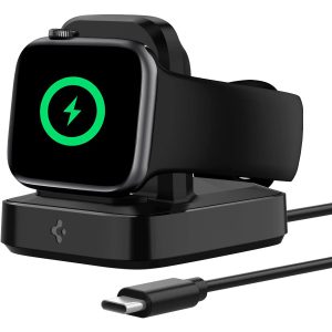 Apple Watch Charger & Stand ArcField by Spigen Powerarc Supports Nightstand Mode with Built in Wireless Charger & USB C Cable - Black 000CH25522