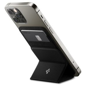 Spigen Smart Fold Magnetic Wallet Card Holder Designed for MagSafe with Kickstand Compatible with iPhone 13, iPhone 12 Models - Black - AMP02746