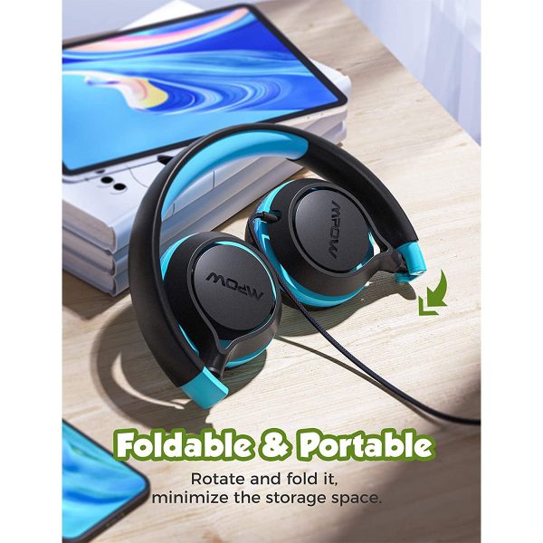 Mpow CHE1 Kids Headphones Boys, Wired Headphones for Kids Teens Children with Volume Limit 94dB, Foldable Adjustable On Ear Headphones for School, Travel, Compatible with Cellphones, Tablets, PC - Blue - Image 6