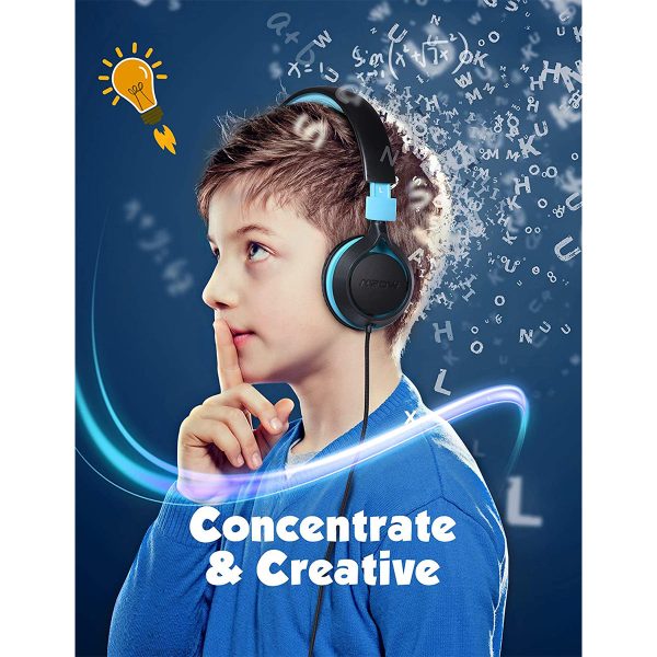 Mpow CHE1 Kids Headphones Boys, Wired Headphones for Kids Teens Children with Volume Limit 94dB, Foldable Adjustable On Ear Headphones for School, Travel, Compatible with Cellphones, Tablets, PC - Blue - Image 2