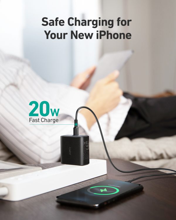 Aukey Swift 32W PD Wall Charger with 20W & 12W Port - US Plug -  Black - PA-F3S - Image 9