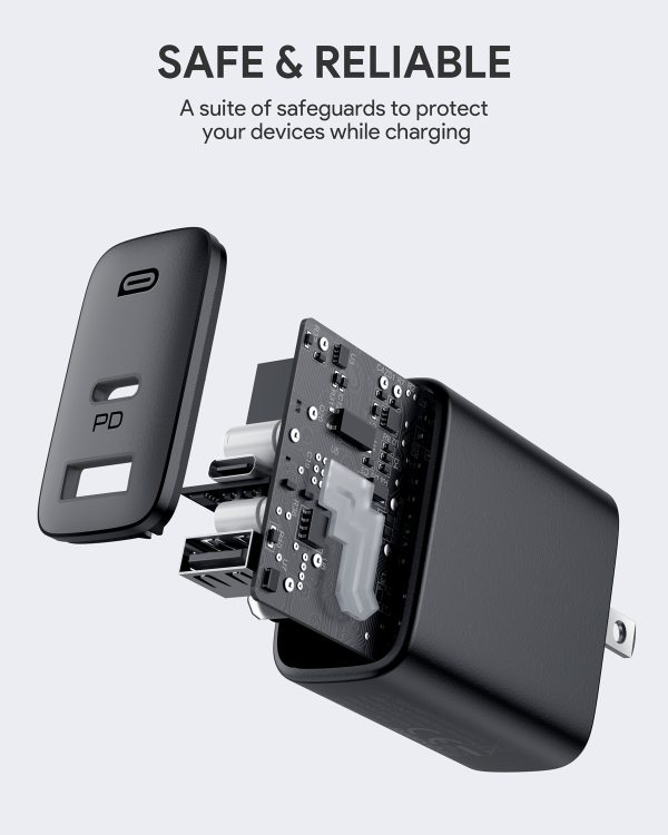Aukey Swift 32W PD Wall Charger with 20W & 12W Port - US Plug -  Black - PA-F3S - Image 10