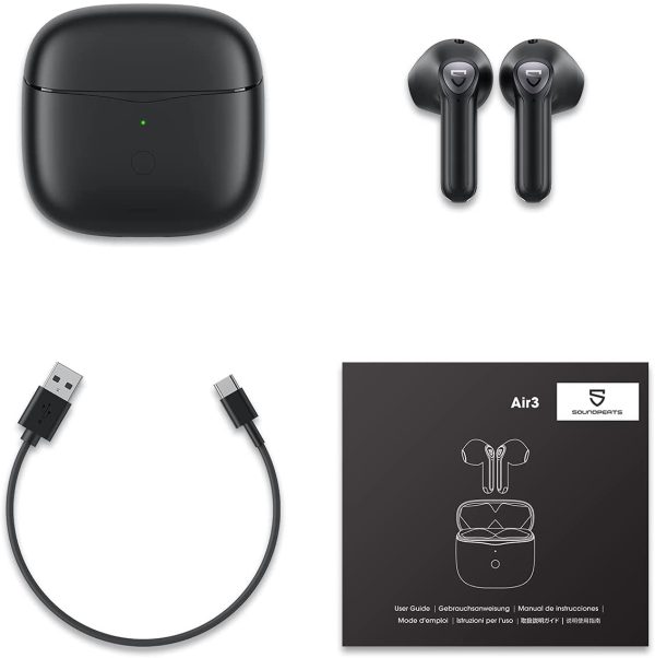 SoundPEATS True Air 3 Wireless Earbuds Mini Bluetooth V5.2 Earphones with Qualcomm QCC3040 and aptX-Adaptive, 4-Mic and CVC 8.0 Noise Cancellation, TrueWireless Mirroring Tech, in-Ear Detection, Game Mode - AMT - Black - Image 2