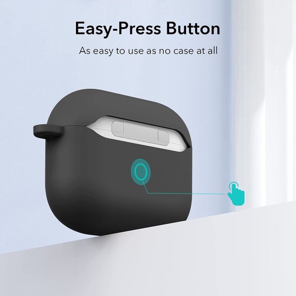 Airpods 3 Bounce Soft Case by ESR  Silicone Case, Hybrid Protective Case with Carabiner, Wireless Charging Compatible - Black - Image 9
