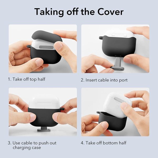 Airpods 3 Bounce Soft Case by ESR  Silicone Case, Hybrid Protective Case with Carabiner, Wireless Charging Compatible - Black - Image 3