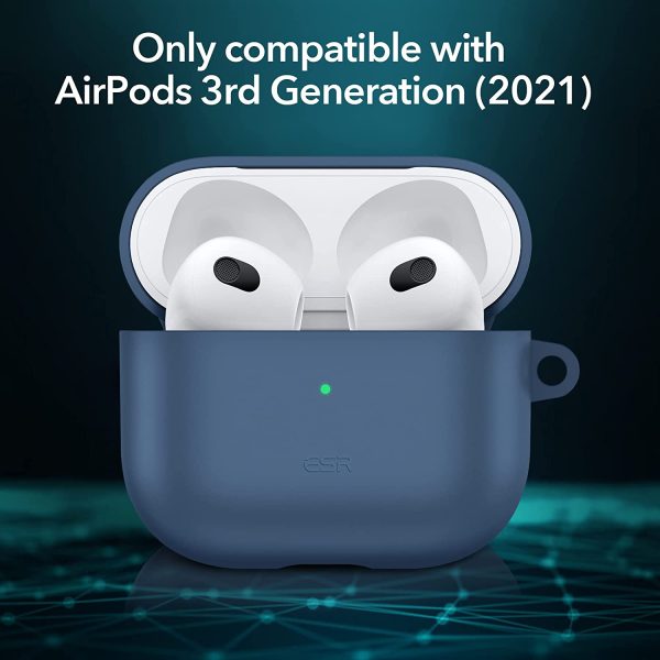 Airpods 3 MagSafe Halolock Soft Case by ESR  Silicone Case, Hybrid Protective Case with Carabiner, Wireless Charging MagSafe Compatible - Blue - Image 8