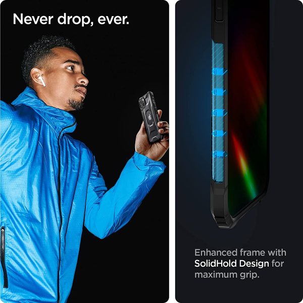 71HfICFza7L._AC_SL1500_ Apple iPhone 13 Nitro Force Rugged Case by Spigen - ACS03547 - Matte Black - Image 3