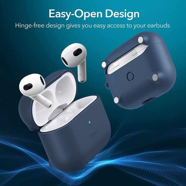 Airpods 3 MagSafe Halolock Soft Case by ESR  Silicone Case, Hybrid Protective Case with Carabiner, Wireless Charging MagSafe Compatible - Blue - Image 2