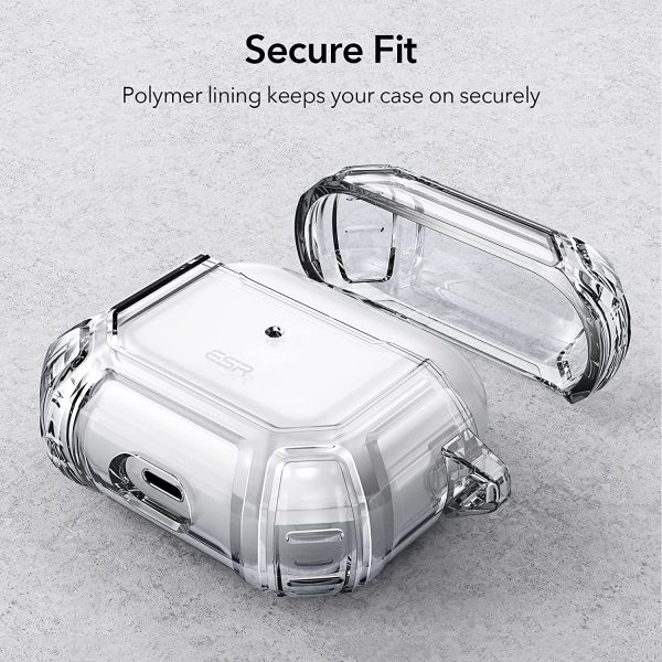 Airpods 3 Shockproof Case by ESR  with Carabiner, Rugged Protective Cover, Scratch Resistant, Drop Protection, Shock Armor Series - Clear - Image 6