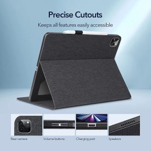 iPad Pro 11 Inch 2021 Urban Premium, Book Cover Design, Auto Sleep and Wake, Multi Angle Viewing Stand - Charcoal - Image 3