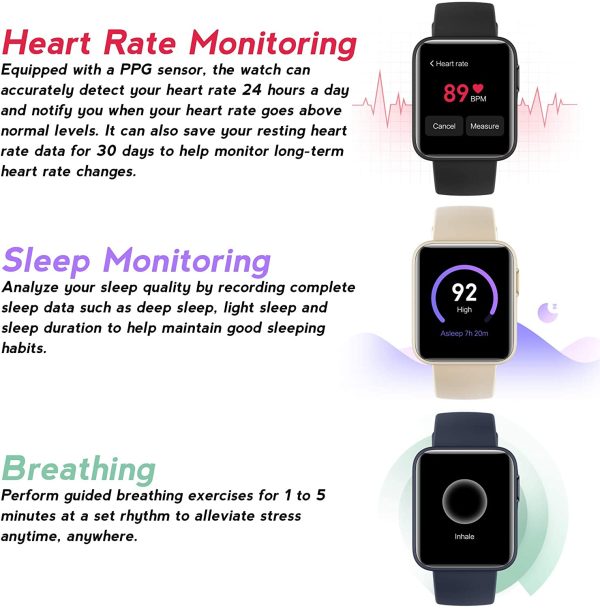 Xiaomi Mi Watch Lite Global Version GPS Fitness Tracker 24H Heart Rate Monitor Sport Bracelet 1.4 Inch Bluetooth 5.0 Smartwatch - Black - Image 6