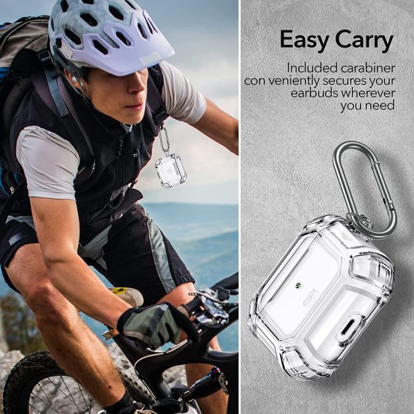 Airpods 3 Shockproof Case by ESR  with Carabiner, Rugged Protective Cover, Scratch Resistant, Drop Protection, Shock Armor Series - Clear - Image 5
