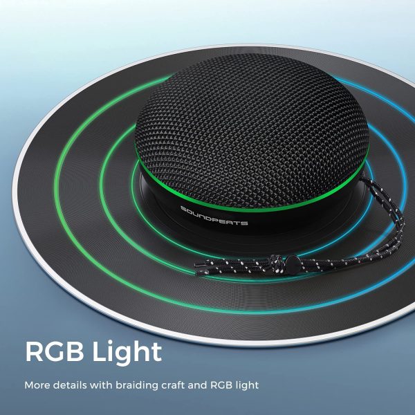 SoundPEATS Halo Bluetooth Speaker V5.0 Portable Wireless Speaker with 360 HD Surround Stereo Sound, 40mm Driver for Deep Bass, 3-Color RGB Light, 8 Hours Playtime - Image 6